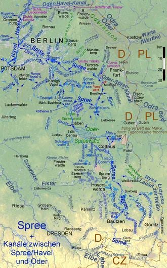 mapa berlín řeky