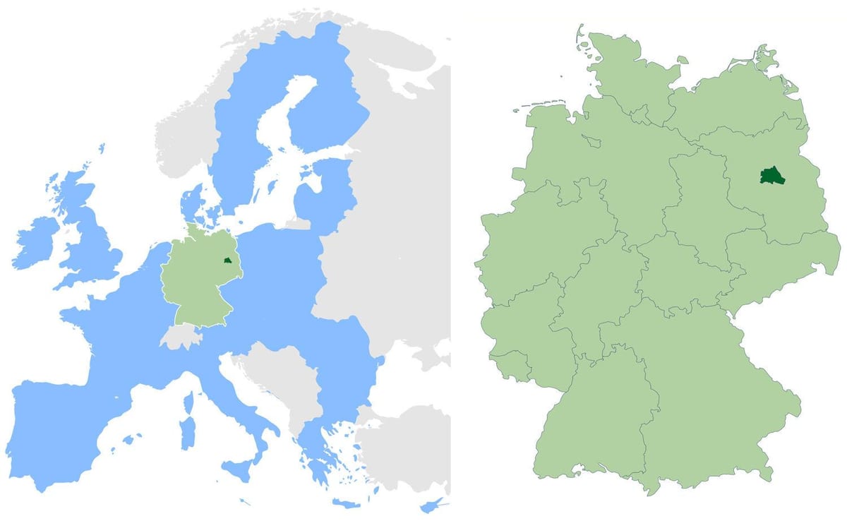 berlín umístění na mapě světa