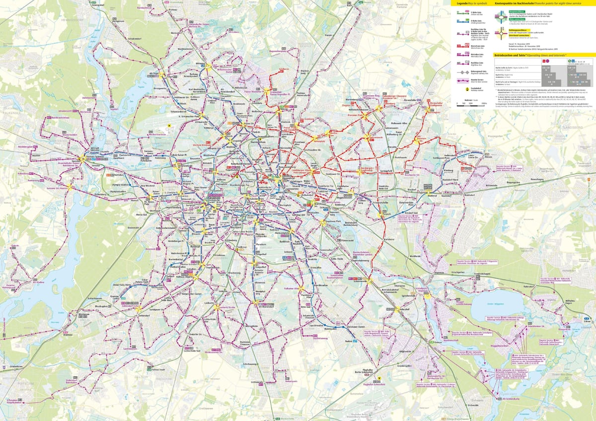 mapa berlín noční autobus