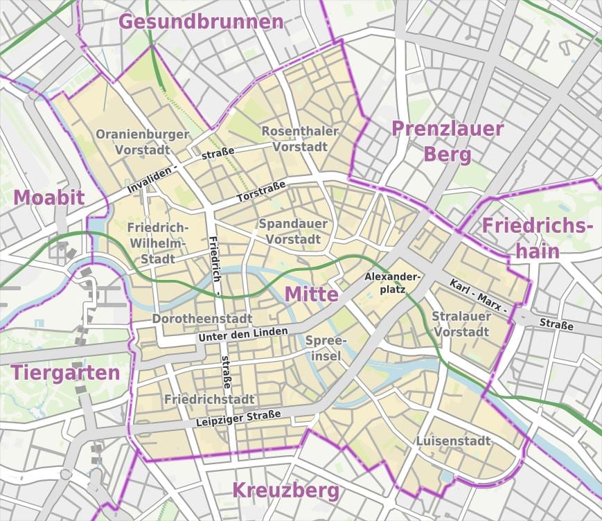 mitte berlín mapě