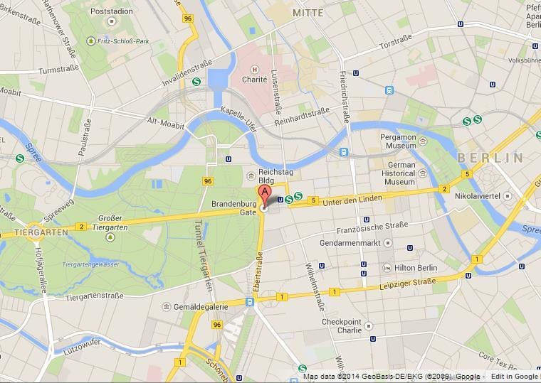 mapa braniborská brána berlín