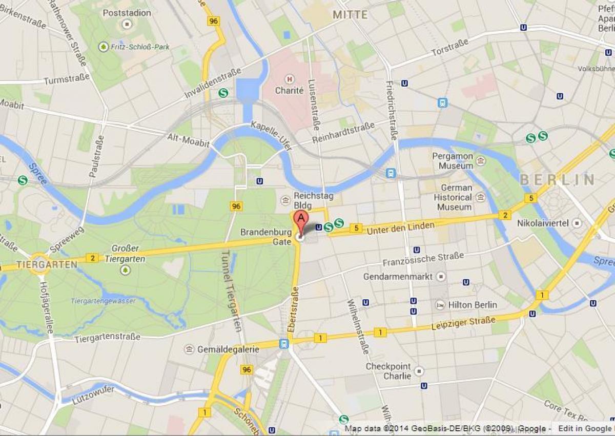 mapa braniborská brána berlín