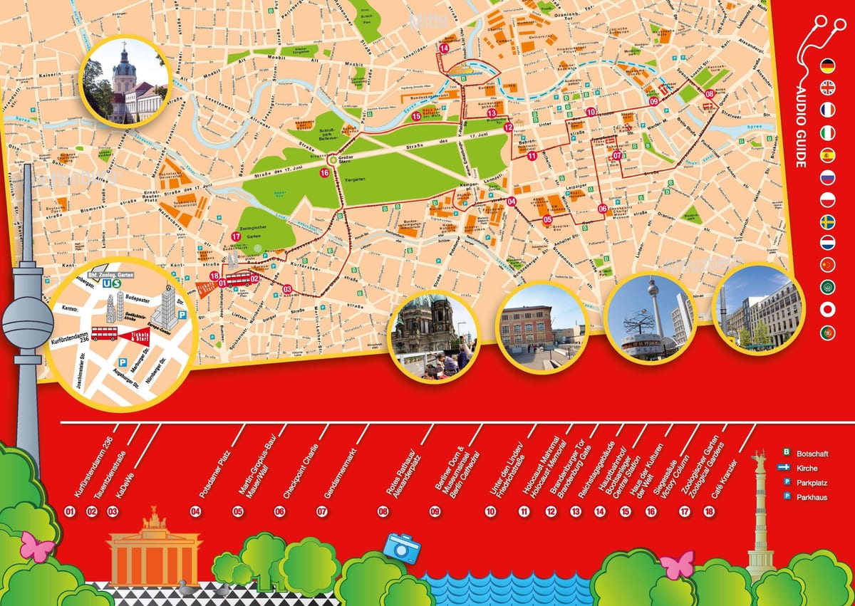 berlín hop off turné mapě