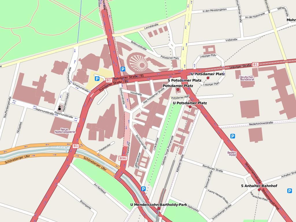 mapa náměstí potsdamer platz berlín