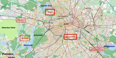 Mapa letišť v berlíně, německo